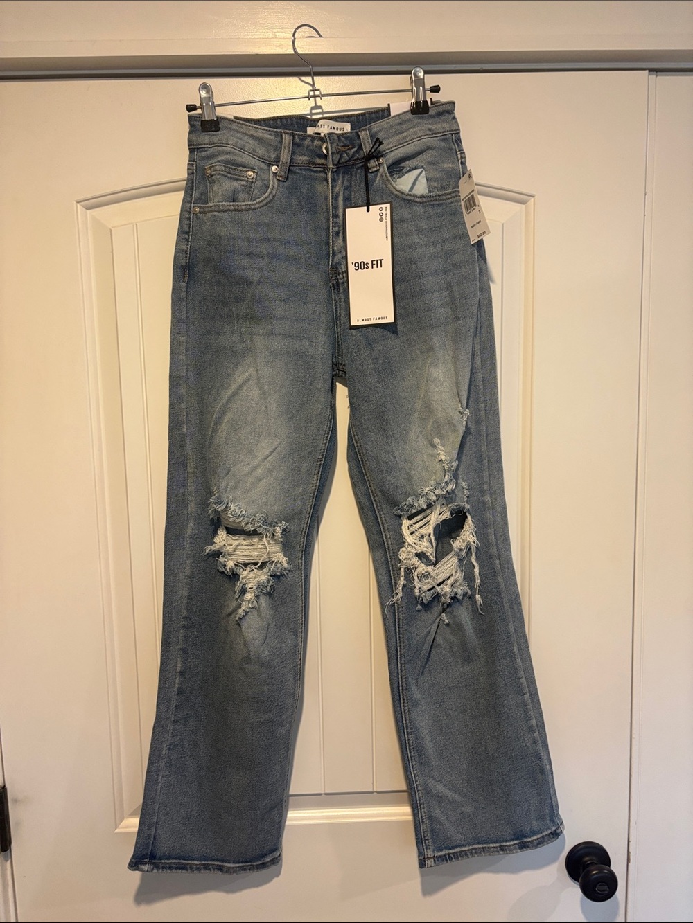 Almost Famous Light Blue Distressed Wide-Leg Jeans
